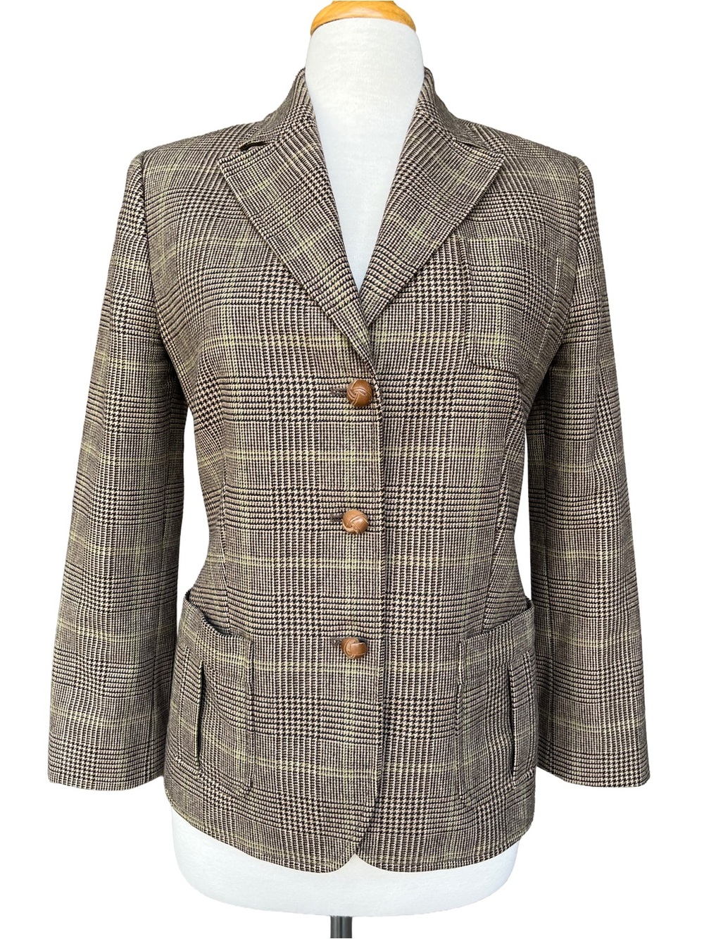 Vintage Façonnable Wool Cashmere Plaid Blazer Size 6